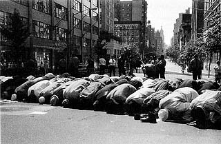 Lexington Avenue and Thirty-third Street becomes an outdoor mosque.