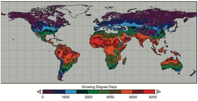 A map of growing degree days.