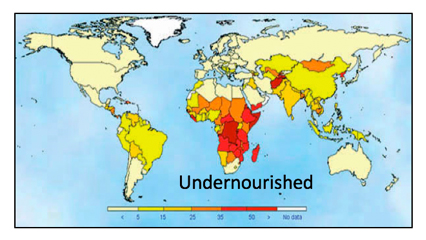 A map showing malnutrition trends and distribution.