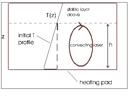 Convection in to a stratified layer heated from below