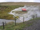 Geothermally heated sheep paddock in Saeberg, Iceland.