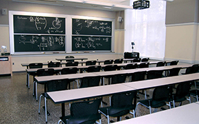 An empty medium-size classroom.