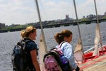 Two students with backpacks.