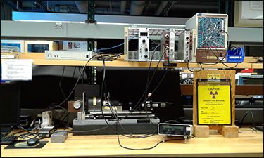 Experiment equipment on the table and shelf.