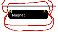 Drawing of magnetic field around a permanent magnet.